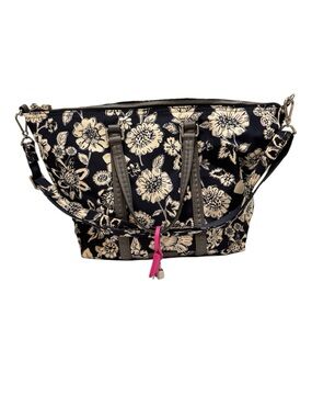 Vera Bradley Midtown Small Midnight Floral Pattern Charm Tote Bag Purse